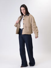 Bomber colletto moro intrecciato beige