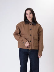 Bomber colletto moro intrecciato tabacco