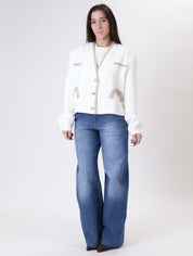 V-neck jacket white/rope