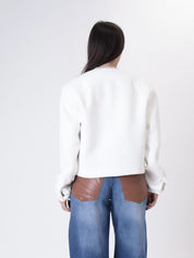 V-neck jacket white/rope