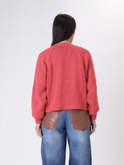 Cardigan bottoni gioiello rosso