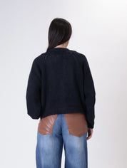 Cardigan bottoni gioiello blu
