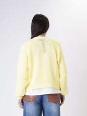 Cardigan bottoni gioiello giallo