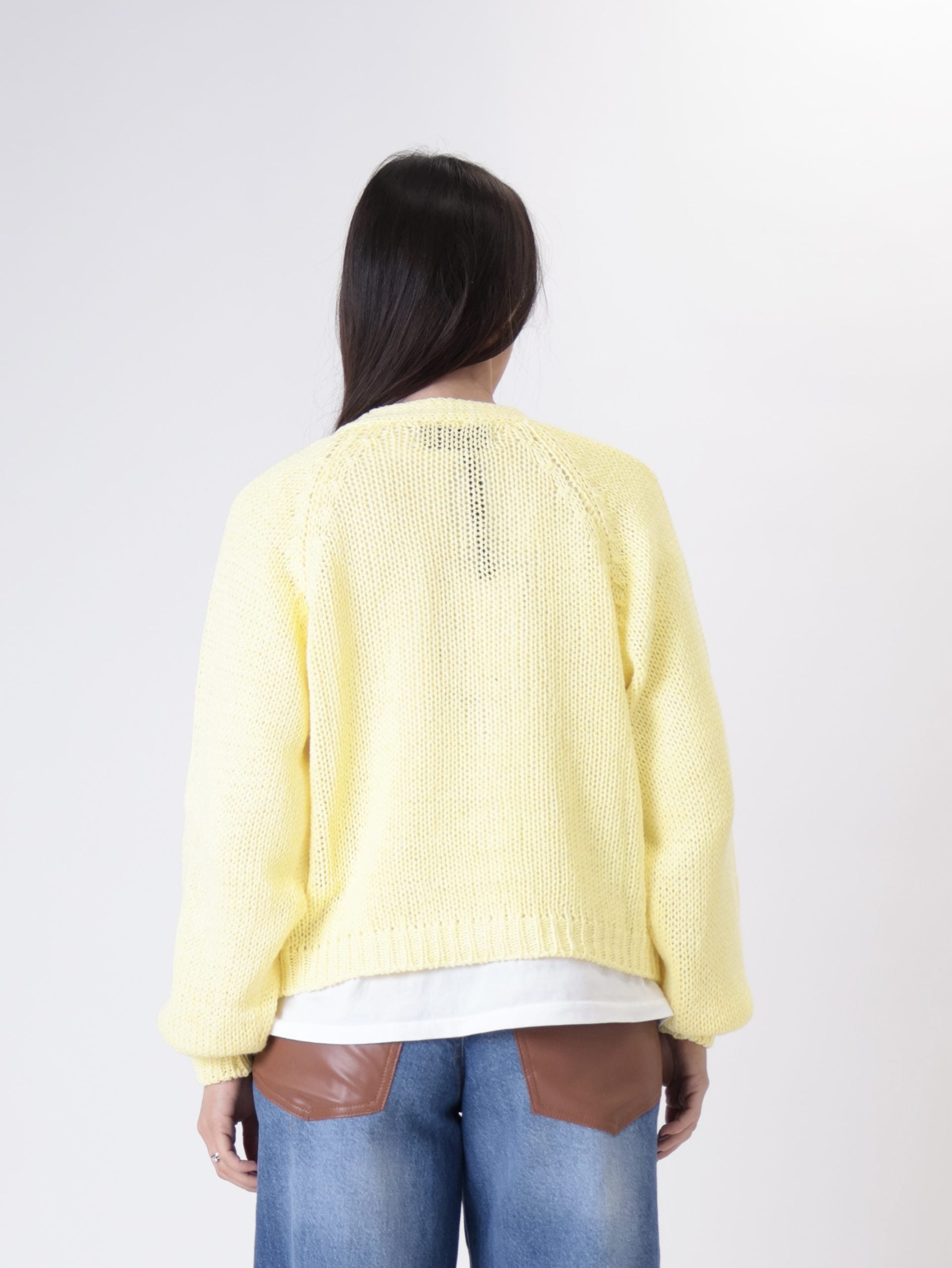 Cardigan bottoni gioiello giallo