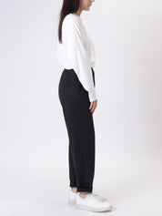 Black stretchy cigarette trousers