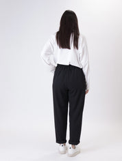 Black stretchy cigarette trousers