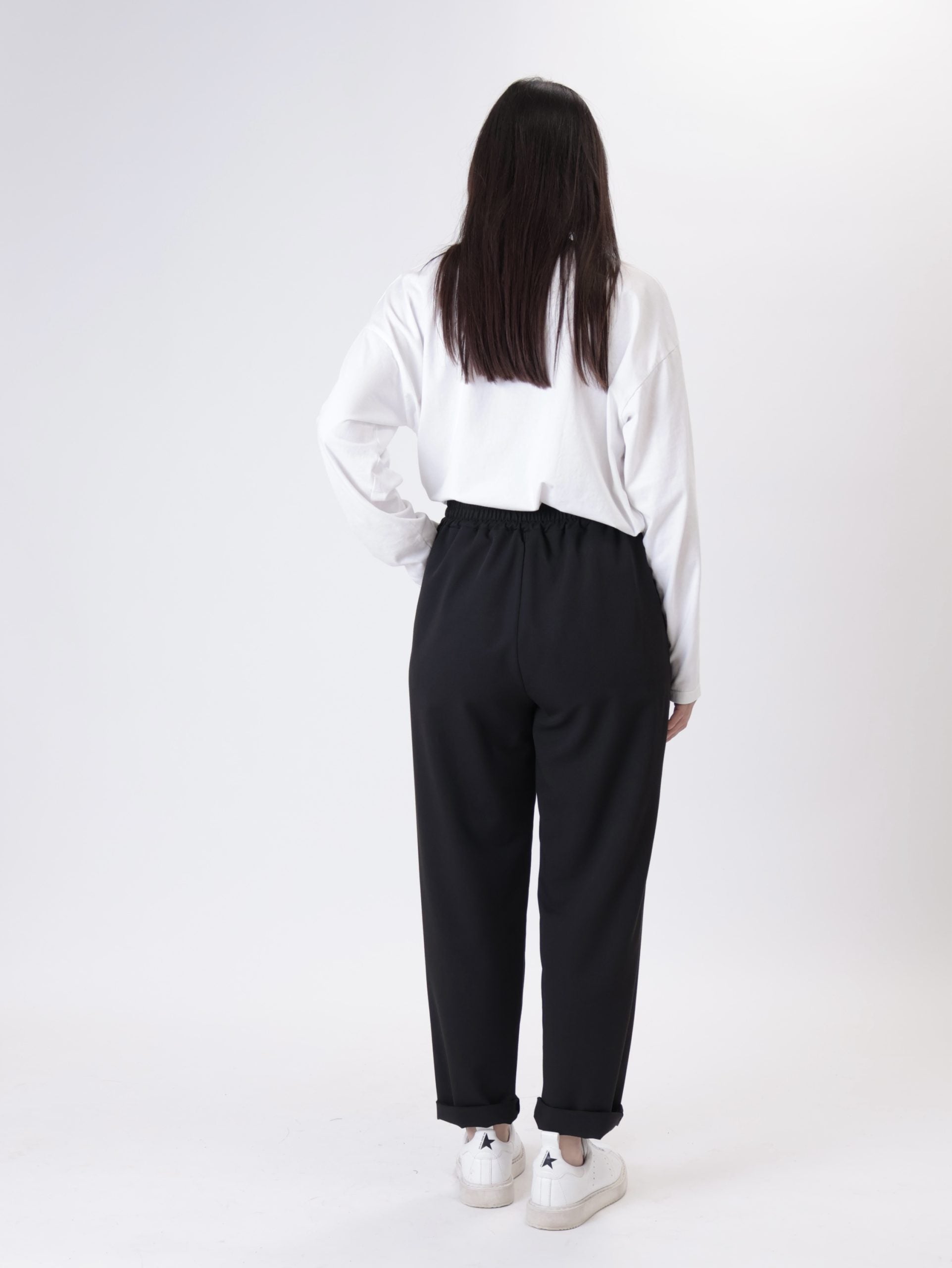 Black stretchy cigarette trousers
