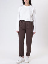 Dark brown stretch cigarette pants