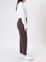 Dark brown stretch cigarette pants