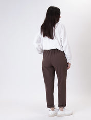 Dark brown stretch cigarette pants