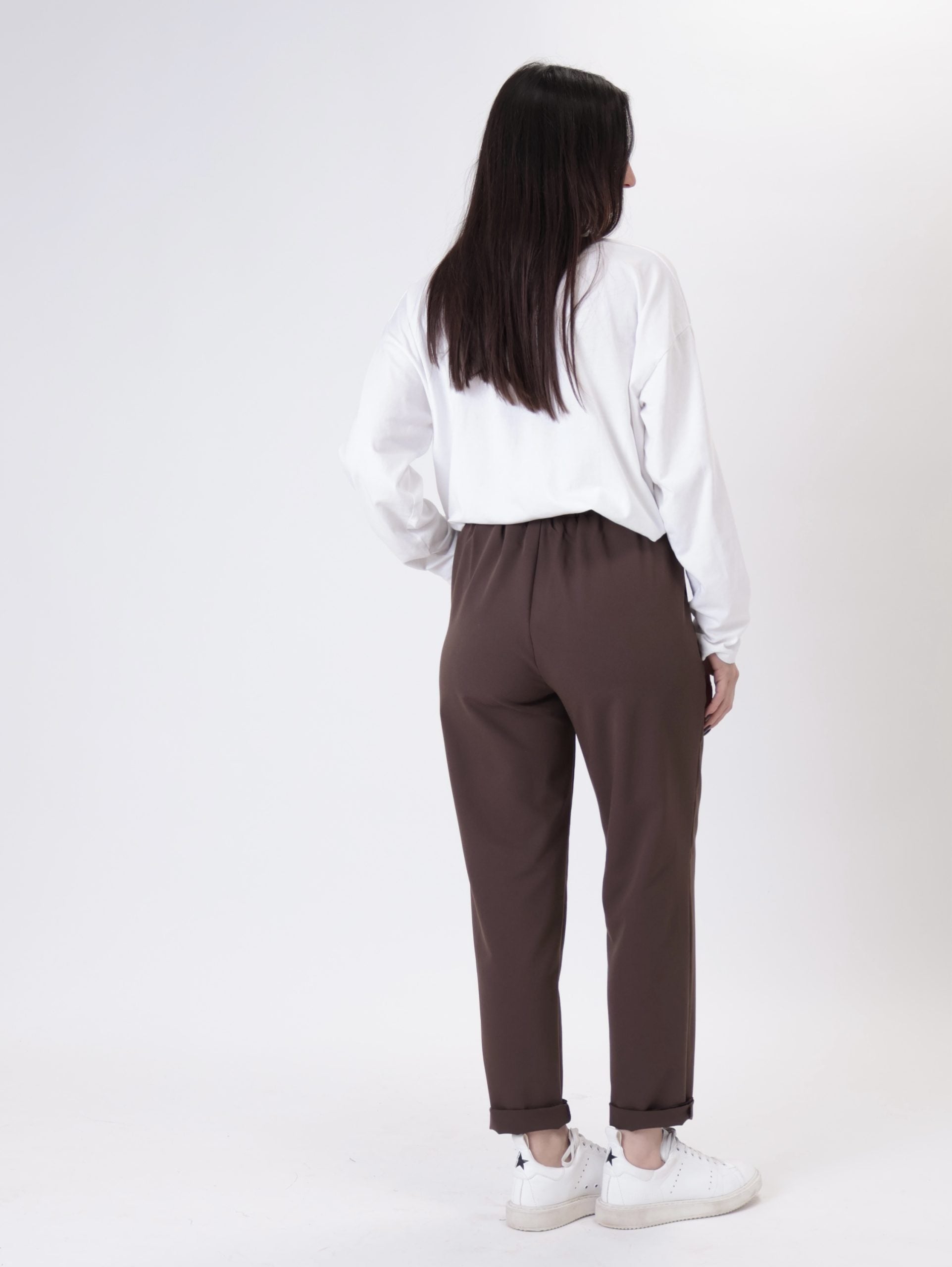 Dark brown stretch cigarette pants