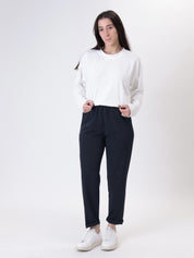 Blue stretch cigarette trousers