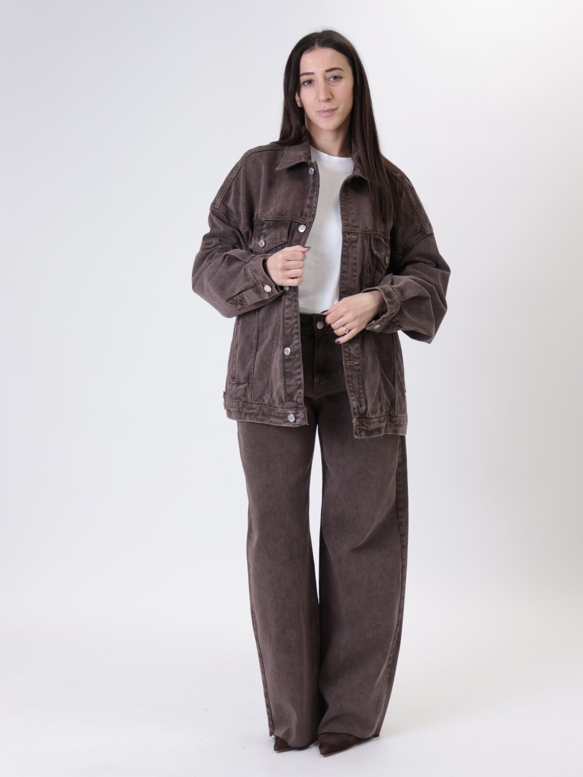Giacca jeans sfumato moro