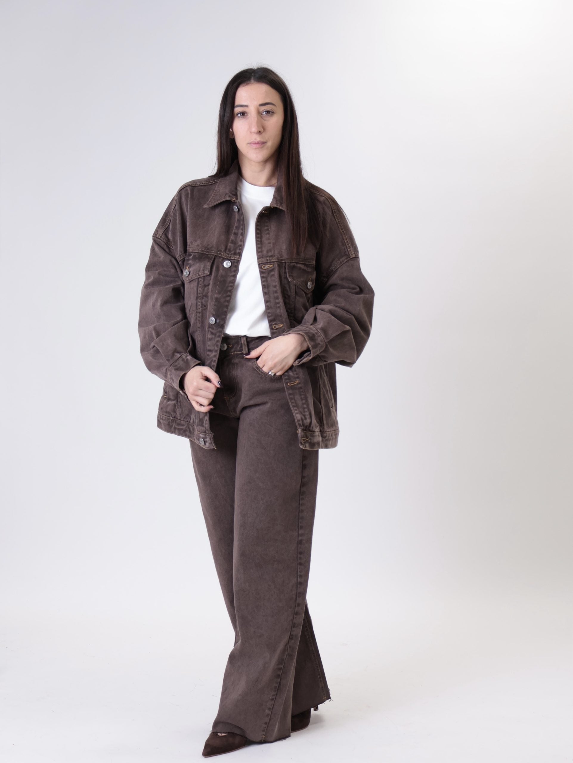 Giacca jeans sfumato moro
