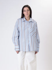 Sky blue/tobacco stripe shirt