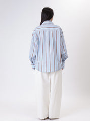 Sky blue/tobacco stripe shirt
