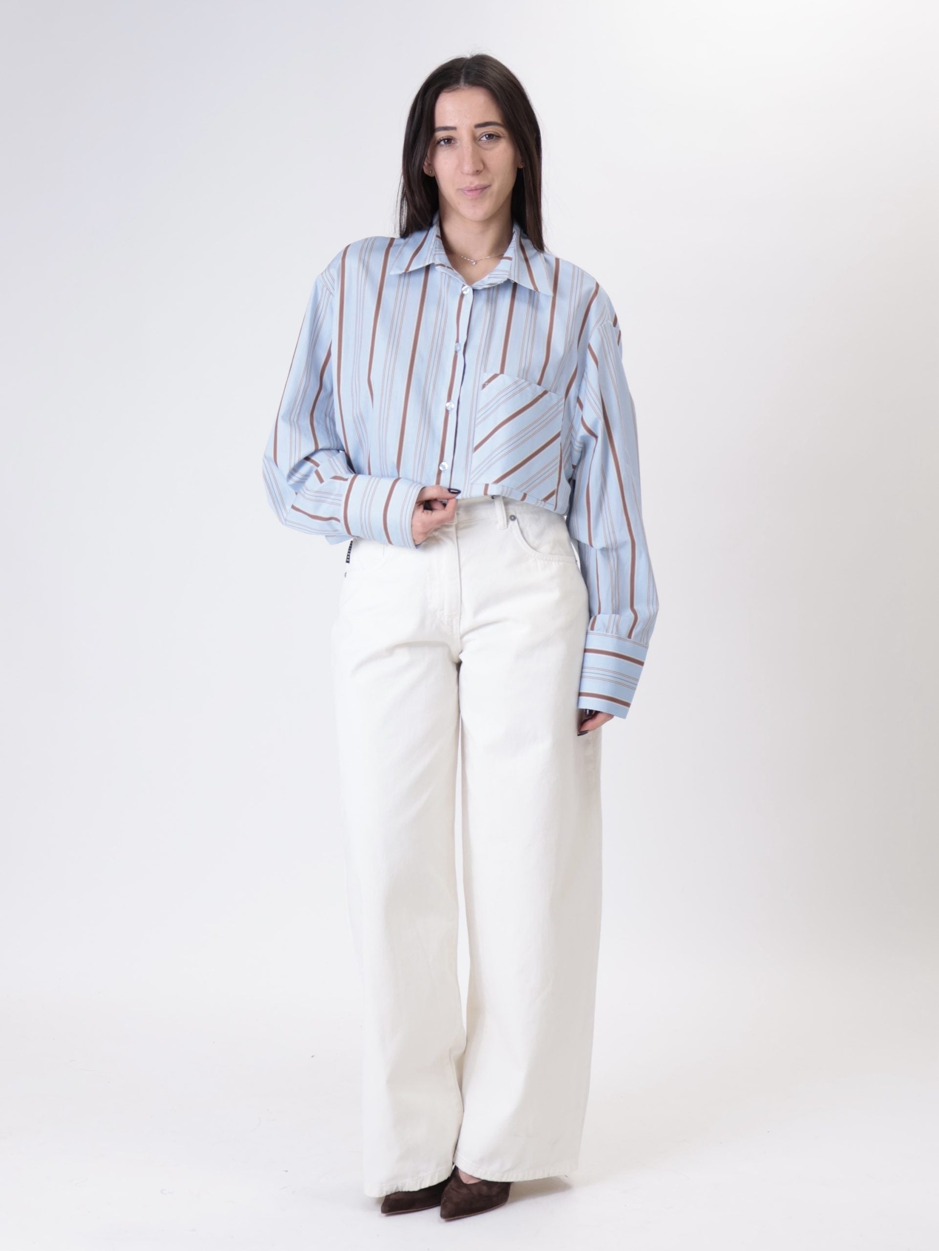 Sky blue/tobacco stripe shirt