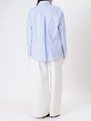 Blue/white striped shirt with lace