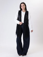Black fringed gilet