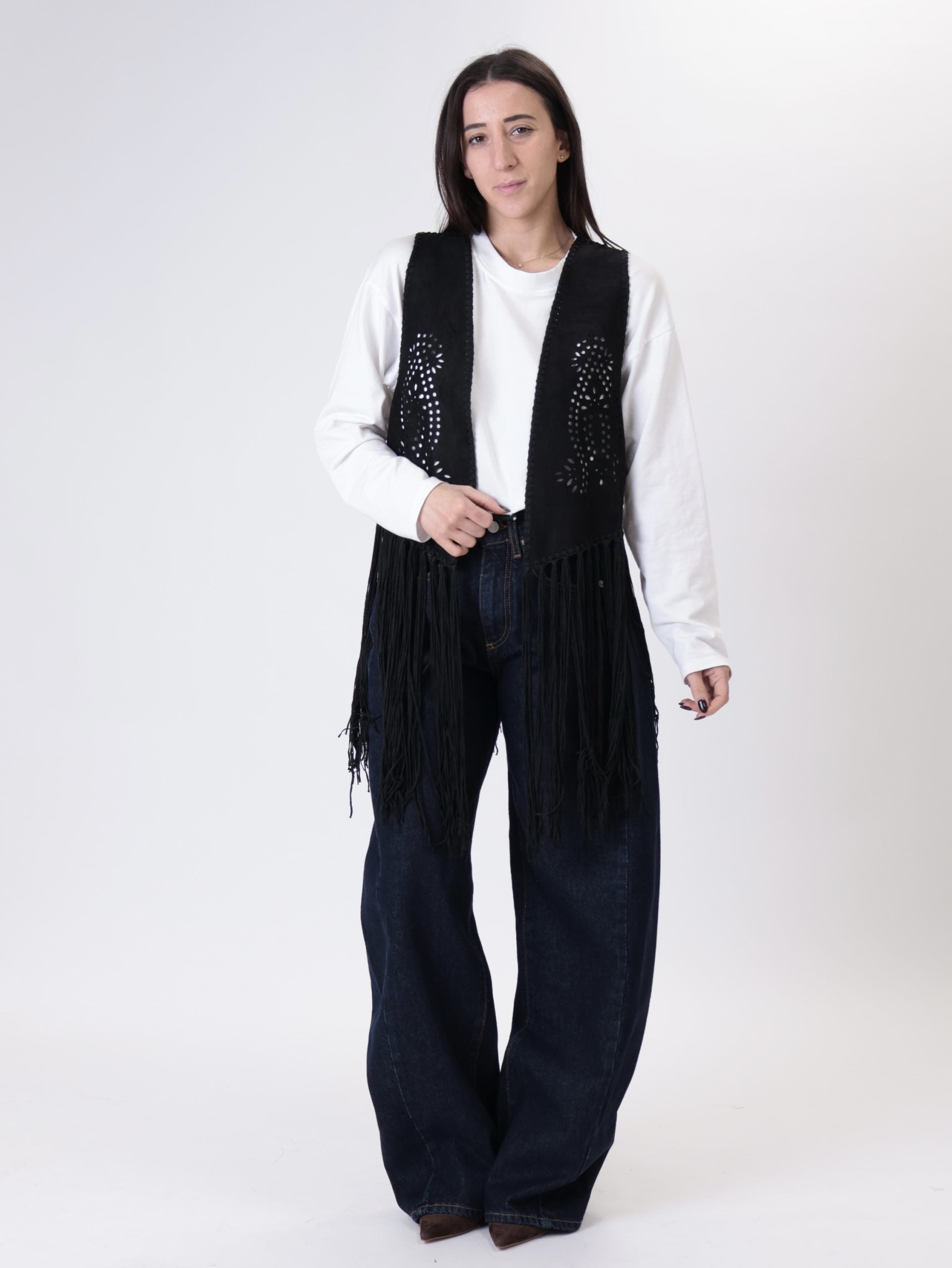 Black fringed gilet