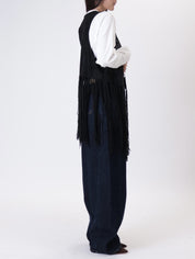 Black fringed gilet