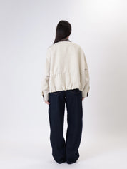 Ivory faux leather hem jacket