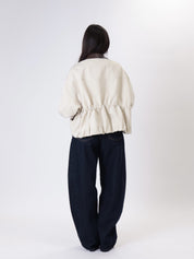 Ivory faux leather hem jacket