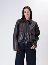 Bomber ecopelle intrecciato moro