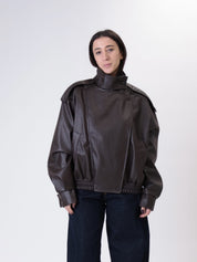 Bomber ecopelle martellato moro