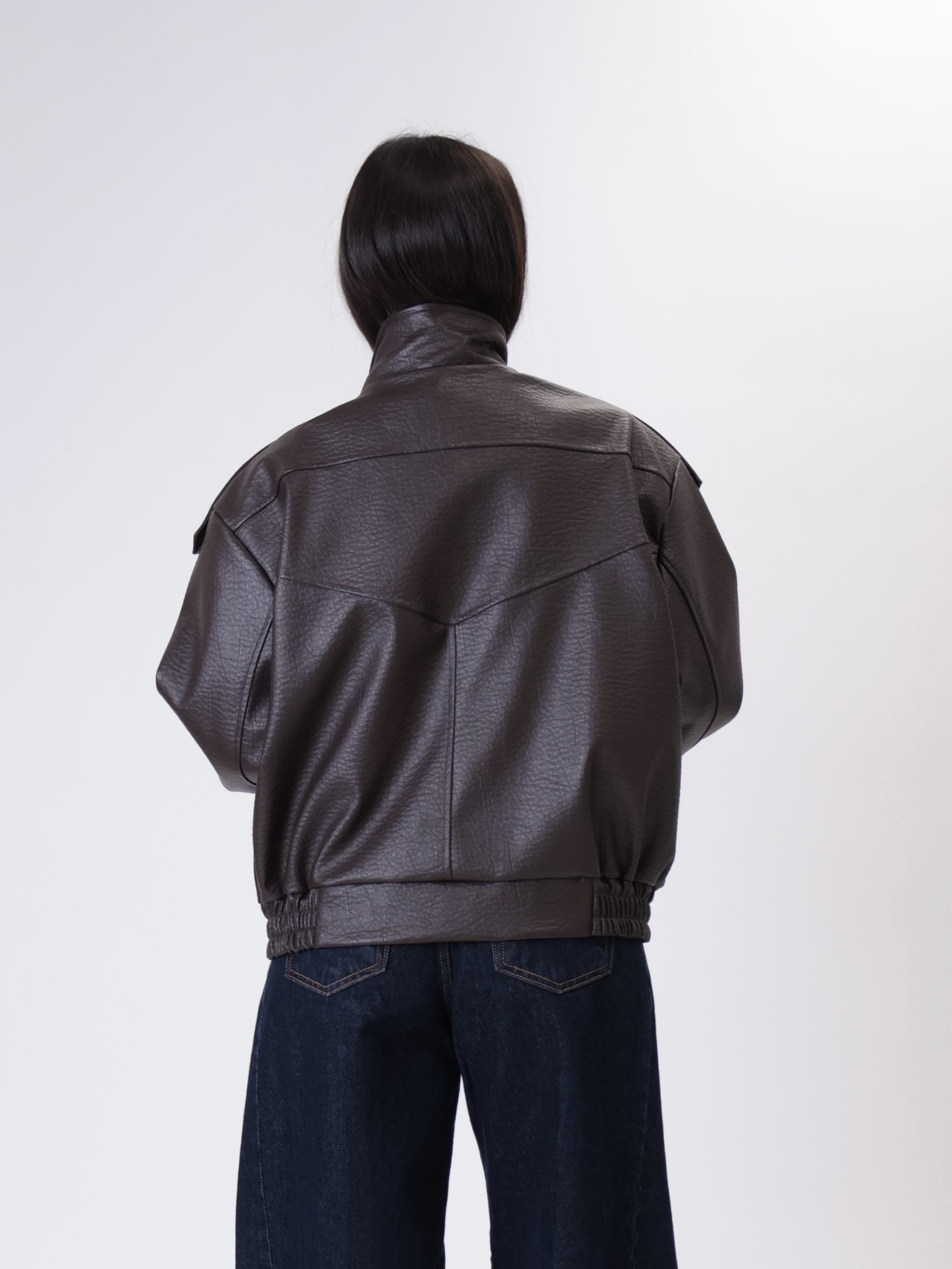 Bomber ecopelle martellato moro