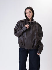 Bomber ecopelle martellato moro