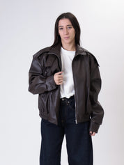 Bomber ecopelle martellato moro