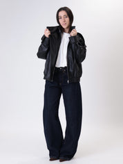 Bomber ecopelle martellato nero