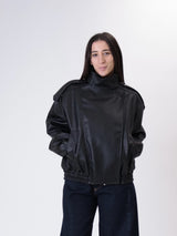 Bomber ecopelle martellato nero