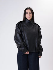 Bomber ecopelle martellato nero