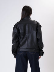 Bomber ecopelle martellato nero