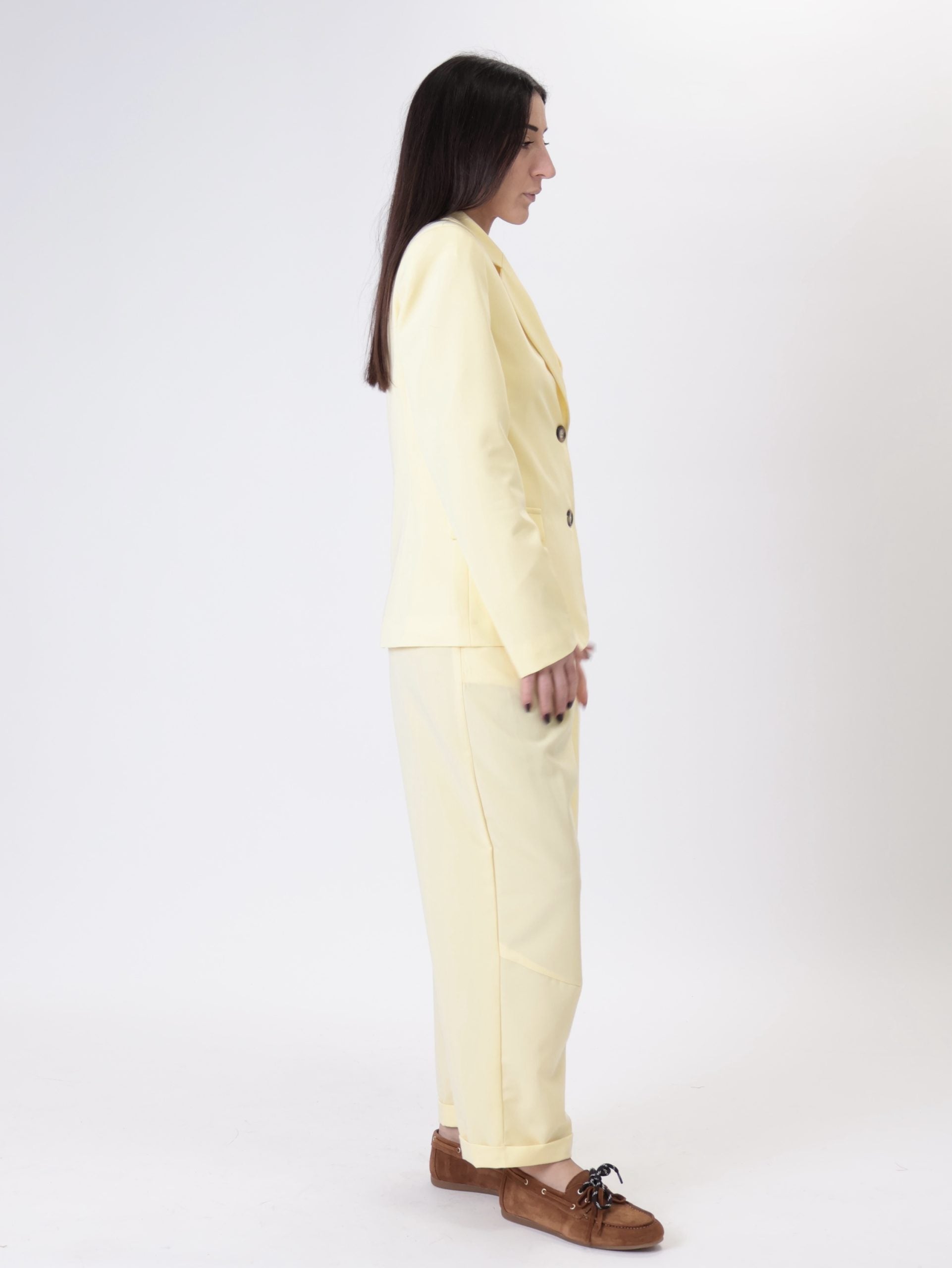 Yellow "straight" pleated trousers