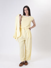 Yellow "straight" pleated trousers