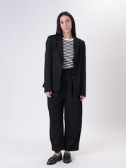 Black "straight" trousers with pleats