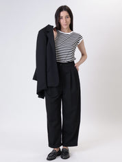 Black "straight" trousers with pleats