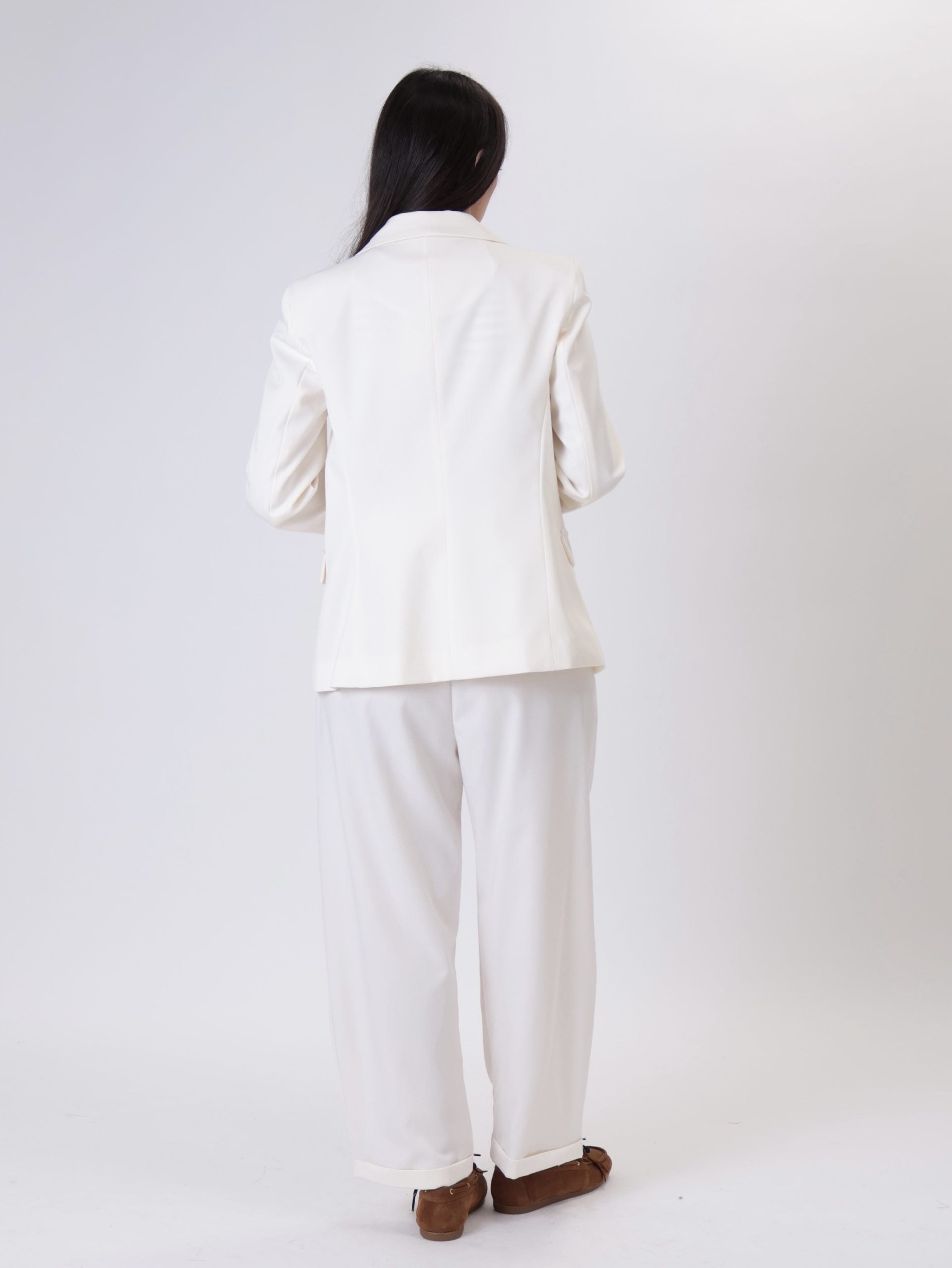 Trousers, "straight" natural pleats
