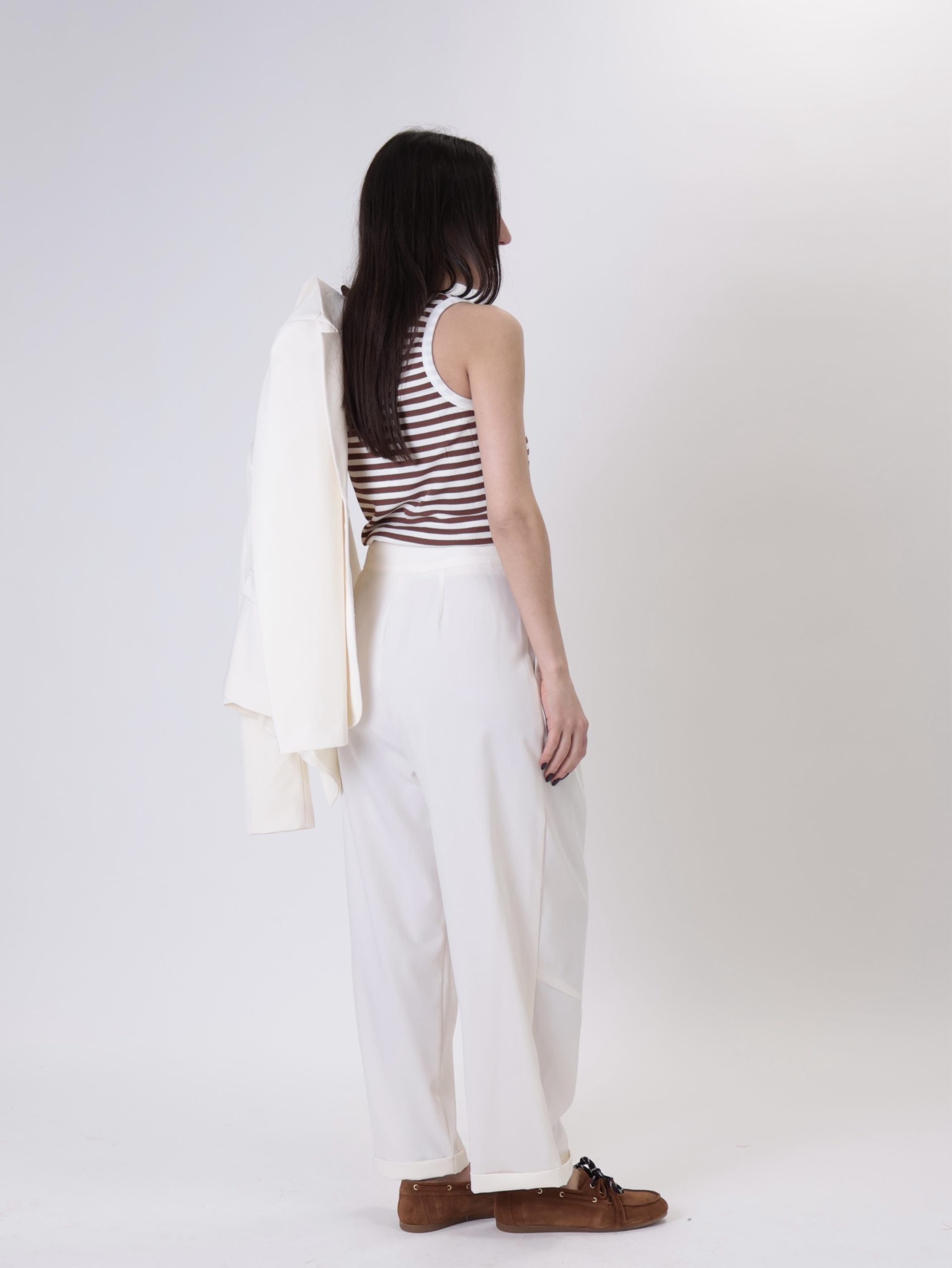 Trousers, "straight" natural pleats