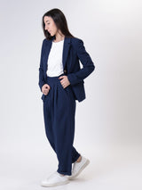 Blue "straight" pleated trousers