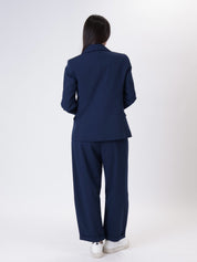 Blue "straight" pleated trousers