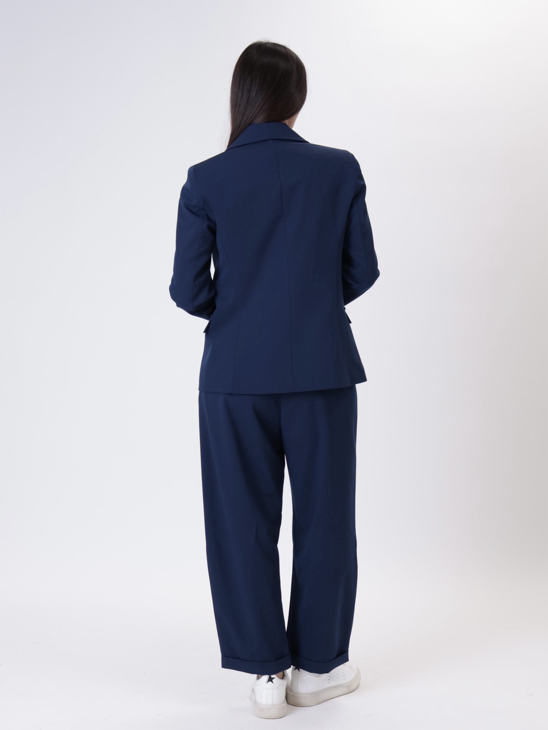Blue "straight" pleated trousers