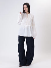 Blusa pizzo naturale bianco