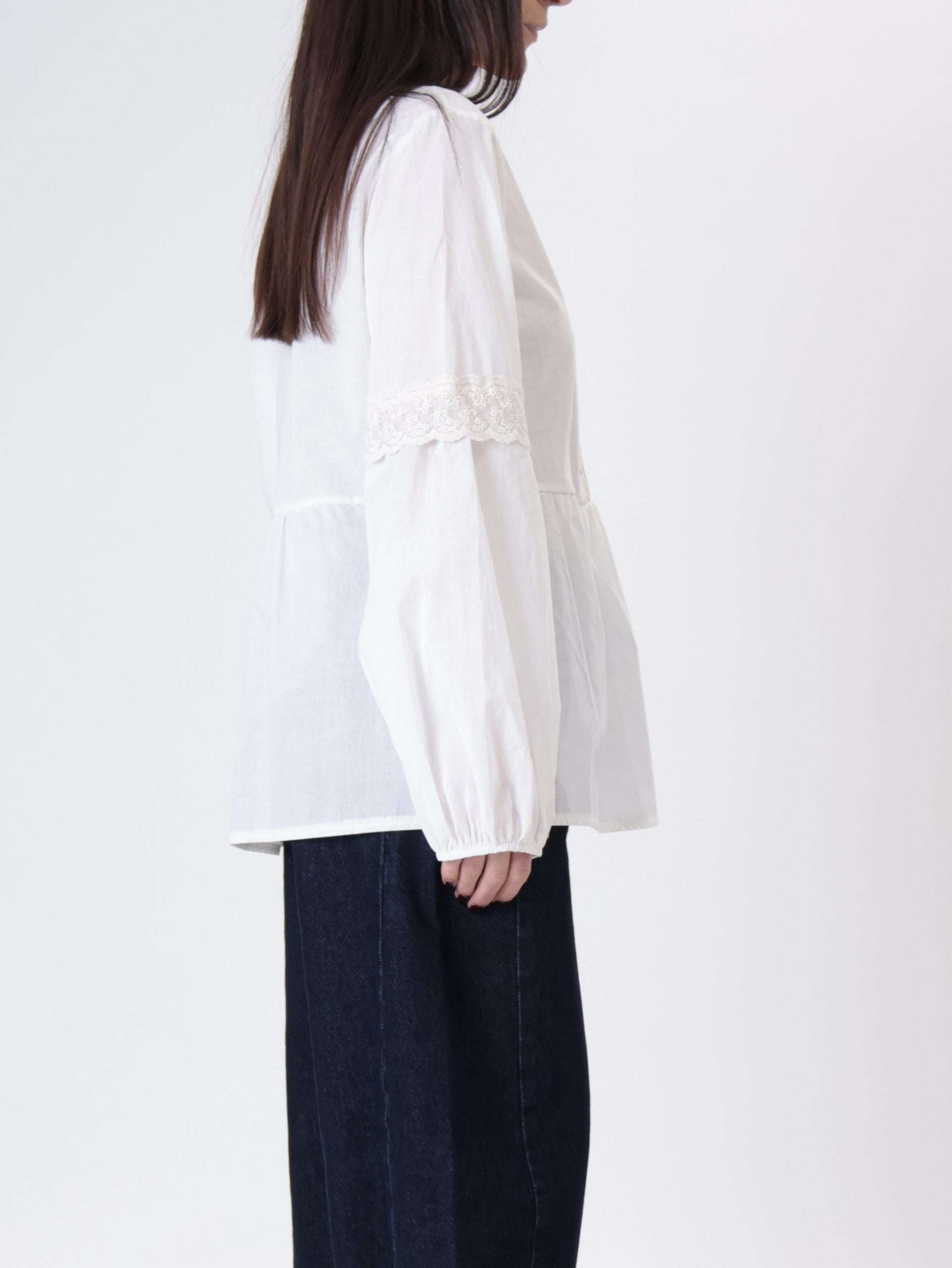 Blusa pizzo naturale bianco