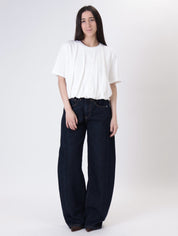 White shirred crop t-shirt