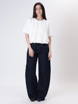 White shirred crop t-shirt