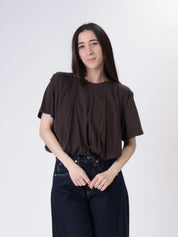 Ruched dark brown crop top